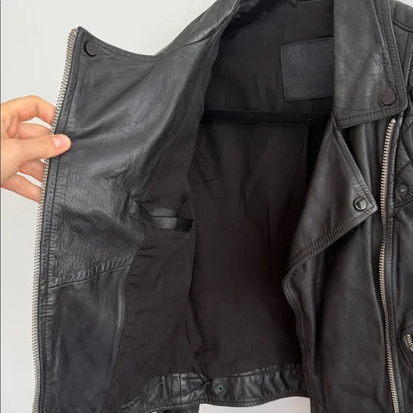 All Saints Black Leather Biker Jacket - Picture 5 of 7